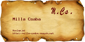 Milla Csaba névjegykártya